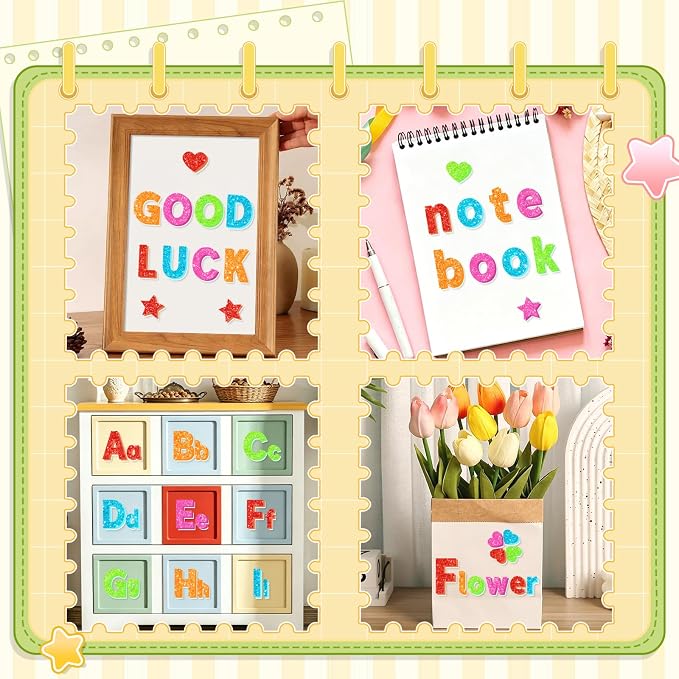 Glitter Foam Letter Stickers 335 Pcs Self-Adhesive Uppercase & Lowercase ABC - Image 8