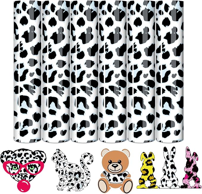 Tintnut Black White Leopard Heat Transfer Vinyl, easy cut & weed, stretch by Tintnut