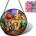 Jungle Mushrooms Acrylic Suncatcher Faux Stained Glass Window Hanging 6.3" | by Unknown
