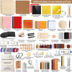 Adrattnay Laser Material Explore Kit, 46 Kinds Blanks Includes Basswood - Image 2
