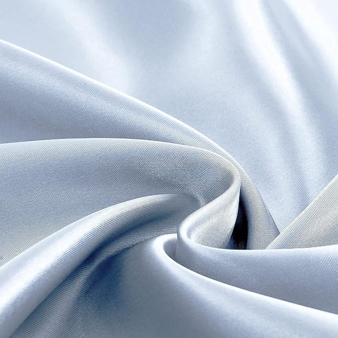 Homiest Baby Blue Satin Fitted Sheet Queen Size, Deep Pocket, Luxury & Ultra - Image 5