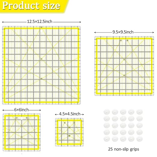 Quilting Rulers, Acrylic Quilt Ruler, 4 Square Fabric Cutting Ruler, Quilting - Image 2
