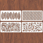INFUNLY 4pcs Floral Wall Stencil Fern Pattern Reusable Stencil by INFUNLY