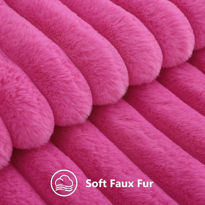 decorUhome Summer Cozy Faux Fur Throw Pillow Covers 26x26 Set of 2 Decorative - Image 2