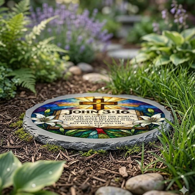 Magnolia Garden 10-Inch John 3:16 Scripture Stepping Stone - Image 4