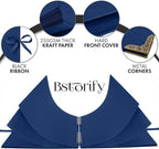 Bstorify Square Scrapbook Photo Albums 80 Pages Blue Thick Paper, Ribbon Closure - Image 3