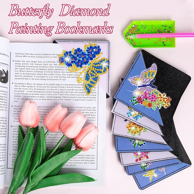 WIVICO 8Pcs Diamond Painting Bookmarks, Diamond Pearl Art Kits - Image 2