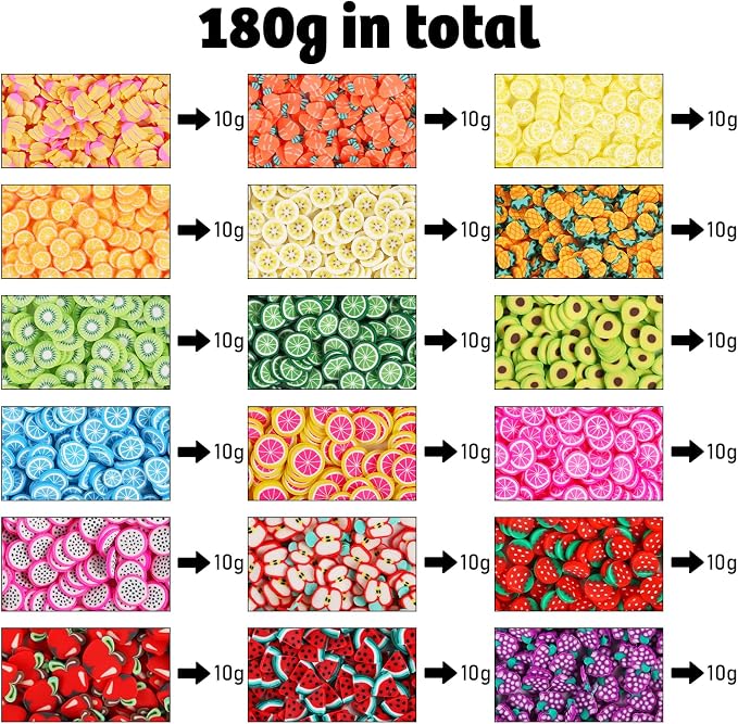 DIYASY 180g Fake Fruit Sprinkles, 6.35 oz Mini Faux Sprinkle Polymer Clay - Image 3