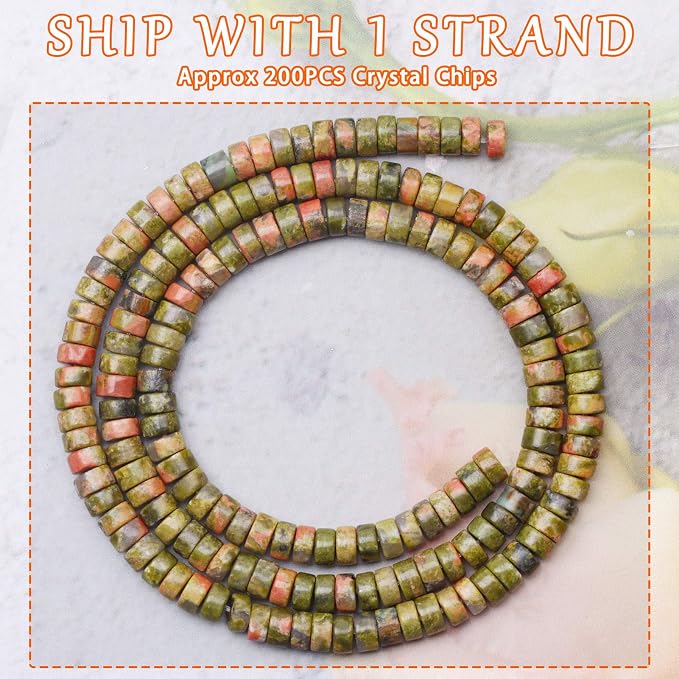 Natural Stone Heishi Beads for Necklace Making, 4 mm x 2 mm Small Flat Round - Image 2