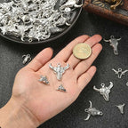 DanLingJewelry 100Pcs 10 Styles Antique Silver Cow Charms Western Cattle Head - Image 3