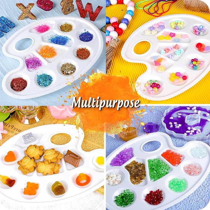FANDAMEI Oval Paint Palette Tray, Plastic Paint Tray Palette, Painting Palette - Image 5