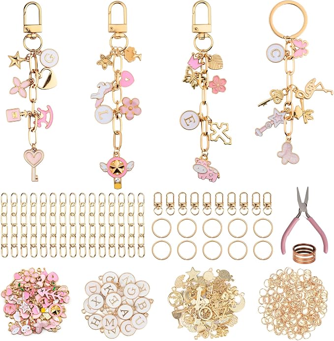 HOMAR 223Pcs DIY Keychain Making Kit Bag Charm Jewelry Chain Making 86 Mixed by HOMAR