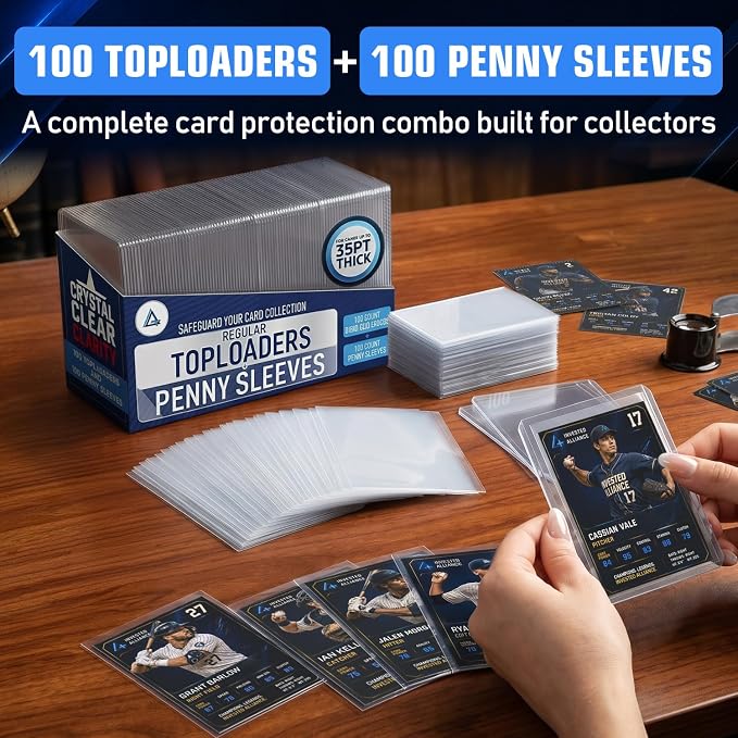 Invested Alliance 200-Pack Toploaders & Card Sleeves – 100 Crystal-Clear 35PT - Image 2