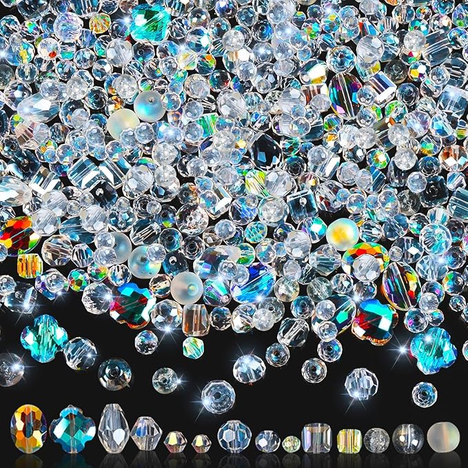 636Pcs Glass Beads for Jewelry Making, AB Color by OuMuaMua