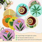 Clendo 8 Pcs Green Plants Diamond Painting Coasters Kits - Image 3