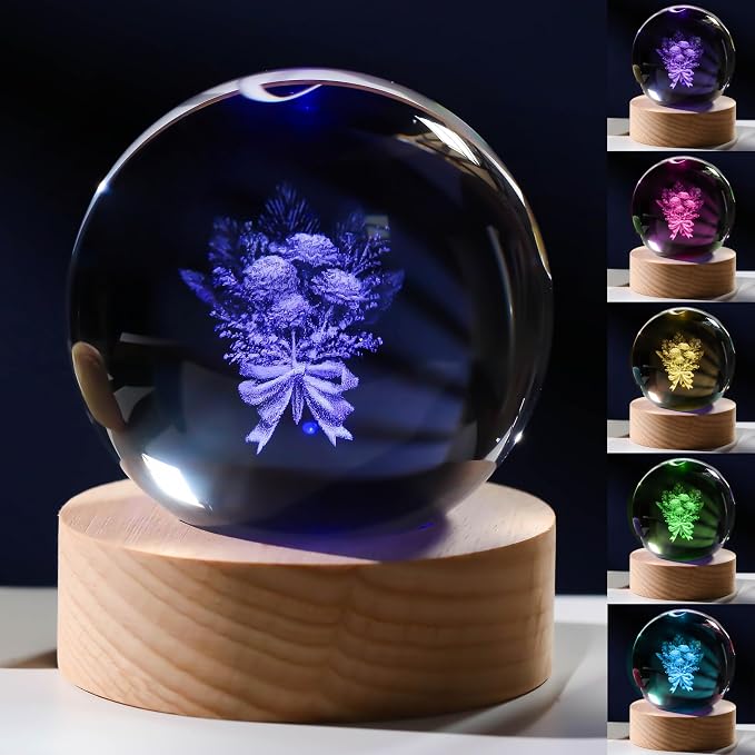 3D Carnation Gifts for Women Crystals Ball 60mm by Unknown
