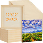 Barydat 24 Pcs Wood Panels for Painting 10'' x 10'' Unfinished Wood Canvas by home