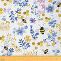 Daisy Floral Upholstery Fabric by The Yard, Bees and Flowers Outdoor Fabric by by Feelyou