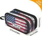 Custom Retro American Flag Pencil Case Box Boys Girls Personalized Name Large - Image 7