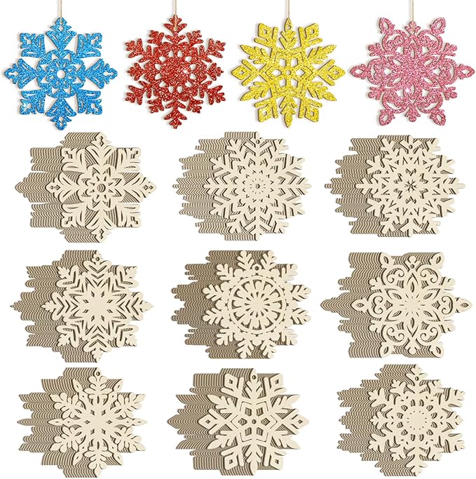 Wooden Christmas Snowflake Ornaments to Paint Christmas Decoration Cutouts by Sophena