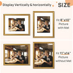 upsimples Vintage 11x14 Picture Frame, Antique Gold Frame Displays 8x10 - Image 2