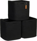 NaturalCozy Storage Cubes 11 Inch Cotton Rope Woven Baskets for Organizing, 3-Pack | Cube Storage Bin | Square Storage Baskets for Shelves Organizer, Classroom, Kids Toy Bins, Closet, Baby Nursery