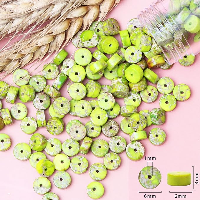 Natural Stone Heishi Beads for Necklace Making, 4 mm x 6 mm Small Flat Round - Image 6
