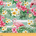 Feelyou Flamingo Upholstery Fabric by The Yard, Tropical Hawaiian Floral by Feelyou