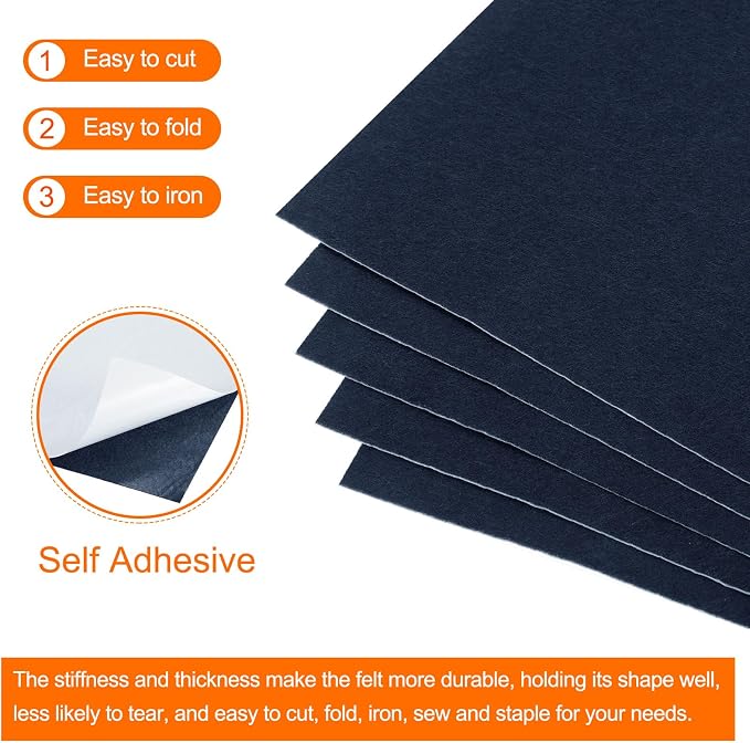 MECCANIXITY Adhesive Felt Sheets, Felt Fabric Crafts Back Adhesive Felt Sheets - Image 4
