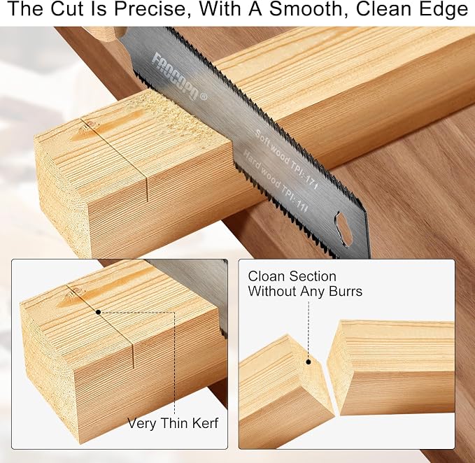 Frocopo Hand Saw Woodworking Tools, 6-Inch Pull Saw, Flexible Double-Edge Blade - Image 3