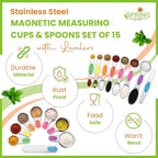 Spring Chef Magnetic Measuring Cups & Spoons Set of 15, Neon | Stackable - Image 4