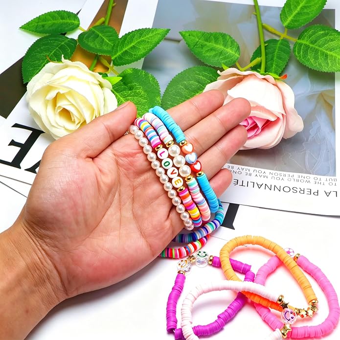 Friendship Bracelets for Girls, 10-Piece Cute Preppy Beaded Bracelet Set for - Image 5