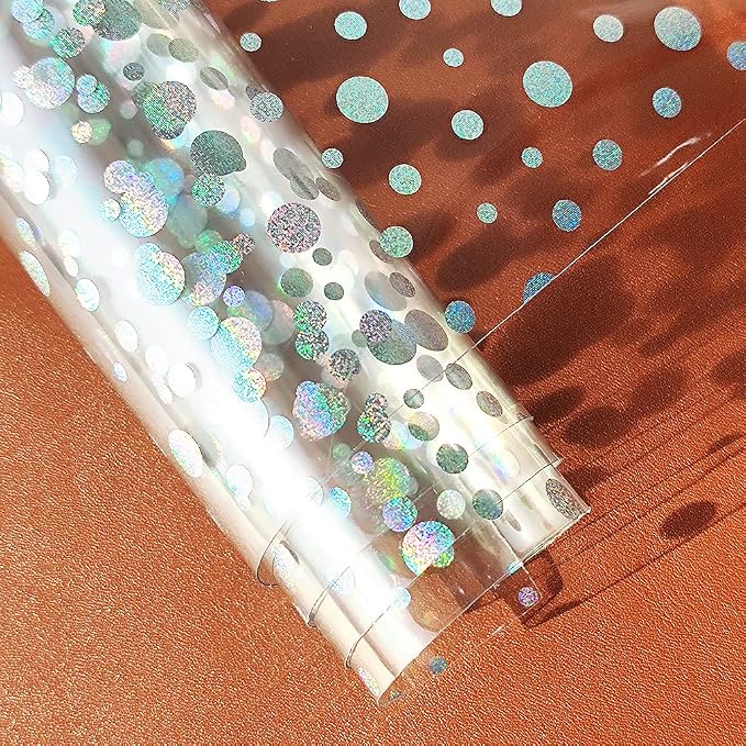 HYANG Transparent Circular PVC Super Clear Holographic Vinyl Faux Leather - Image 2