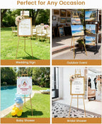 53.9" Gold Easel Stand for Sign, Heavy Duty Metal Display Easel - Image 6