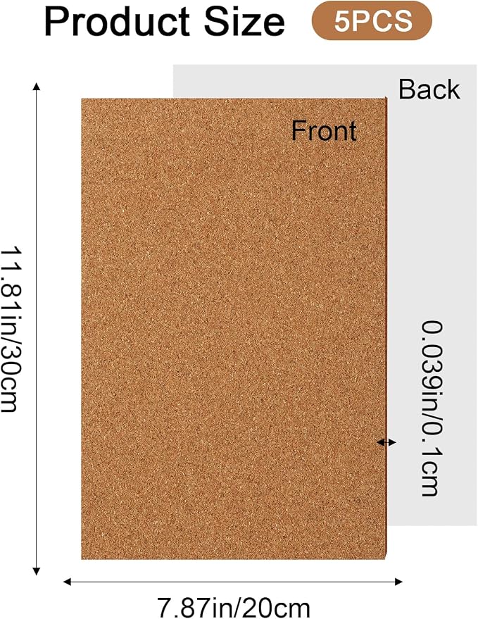 5 Pack Cork Sheet 1mm Adhesive Thin Cork Sheets 11.8 * 7.9 Inch Rectangle - Image 7