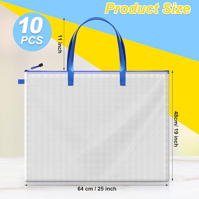 10 Pcs Art Portfolio Bags, 19 x 25 Inch Clear Poster Storage Bags - Image 2
