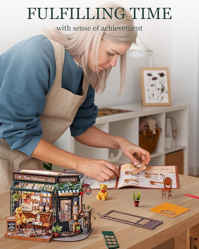 Rolife DIY Miniature House Kit 1:18 Coffe&Bar Dollhouse Diorama Model, Build - Image 7