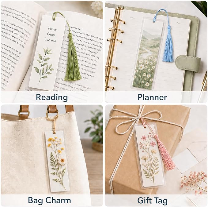 DSYIL 101 DIY Bookmark Making Kit, 50 Clear Laminating Bookmarks Pouches - Image 6