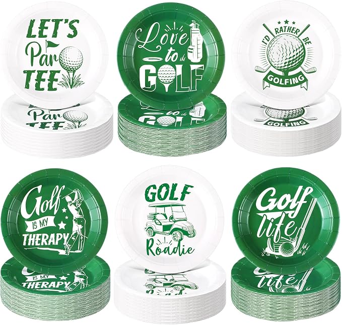 Funnymoom 60 Pcs Golf Party Paper Plates 7inch Golf Disposable Dessert Plates by Funnymoom