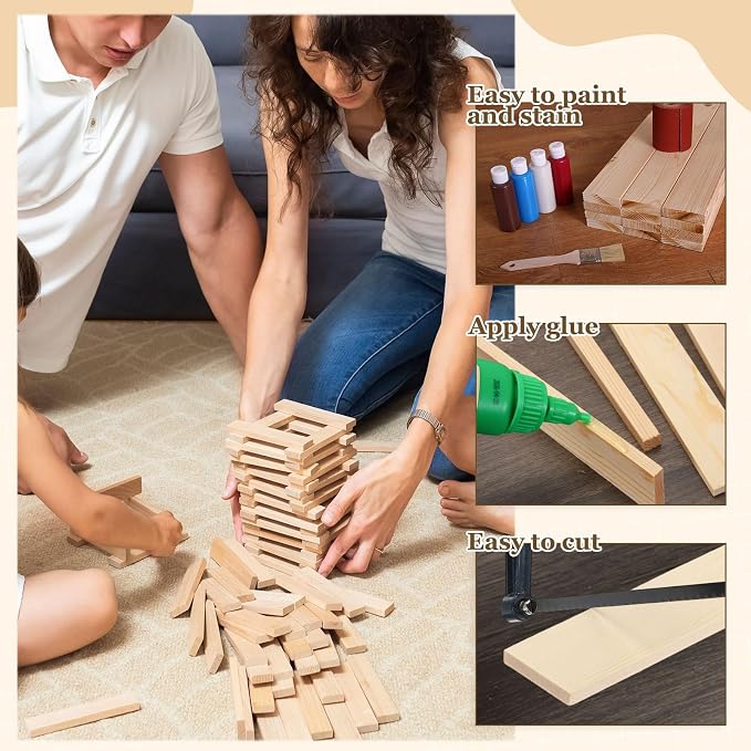 MECCANIXITY 10Pcs Wood Strips Slats, 1/8" x 1‑1/4" x 8" Thin Wood Sticks Flat - Image 4