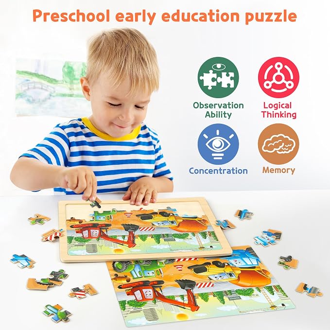 SYNARRY Wooden Puzzles for Kids Ages 4-6, 6 Packs 60 PCs Jigsaw Puzzles - Image 6