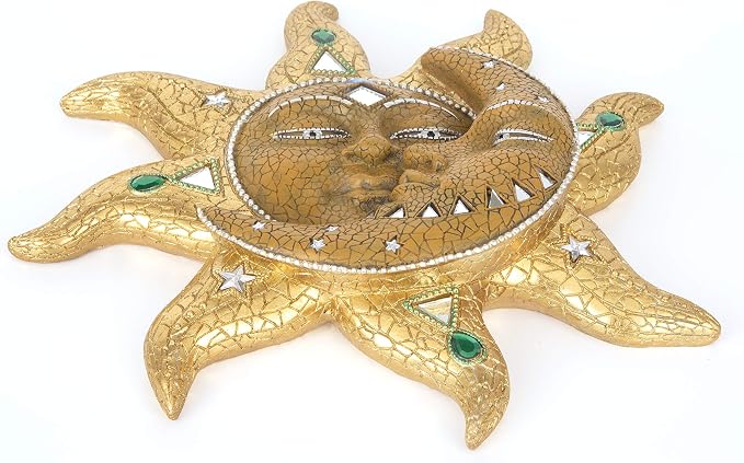 George S. Chen Imports Hand Painted Polyresin Mosaic Sun and Moon Face Wall - Image 6