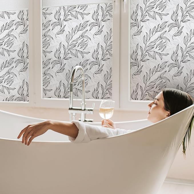 DKTIE Retro Leaves Pattern Two Way Window Film Privacy Day and Night Window - Image 5