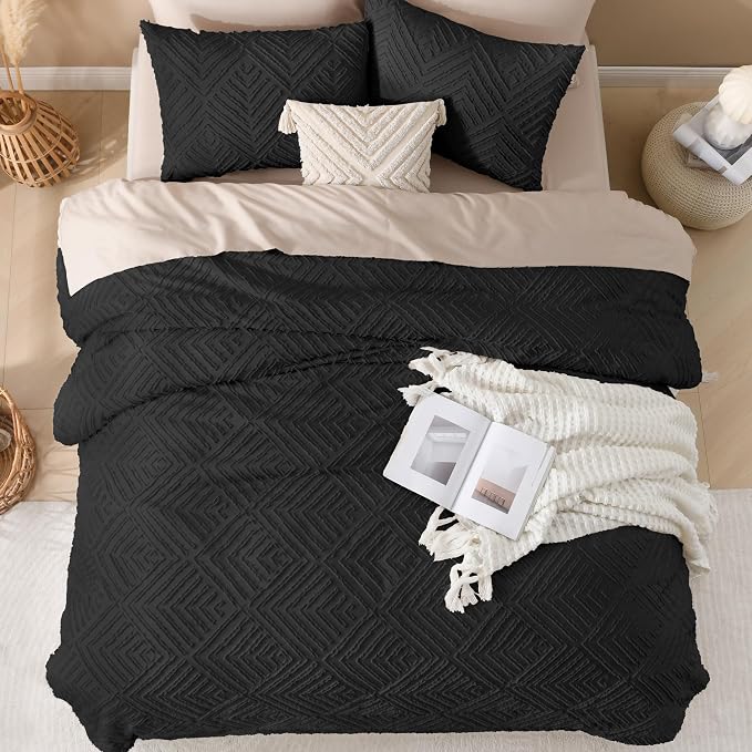 Andency Black California King Comforter Set, 3 Pieces Black Boho Bedding Set & - Image 7