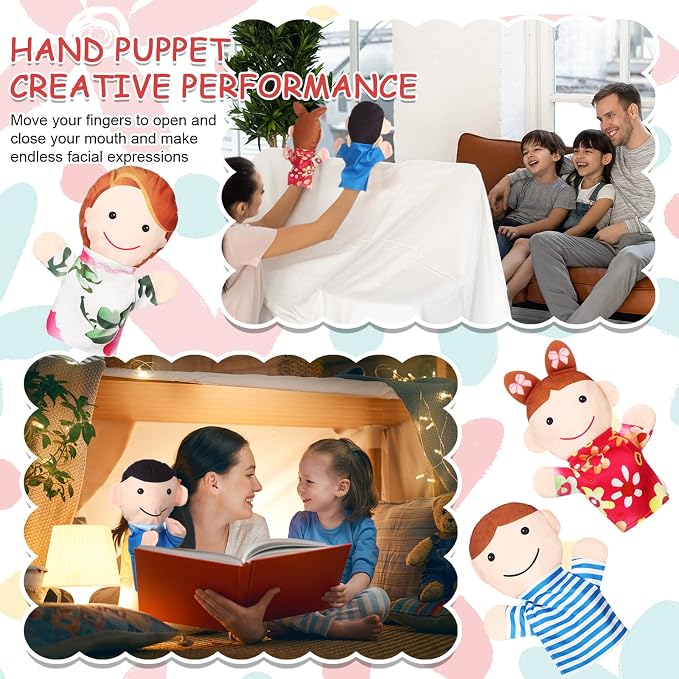 6 Pcs Family Style Hand Puppets Soft Plush Puppet Family Members Cute Hand Toys - Image 4