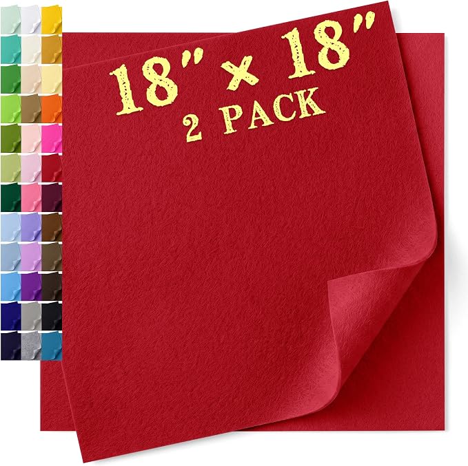 Felt Fabric Sheet 18 x 18 Inch, 1.6mm Thick | Soft and Flexible Nonwoven by MIGLORIA