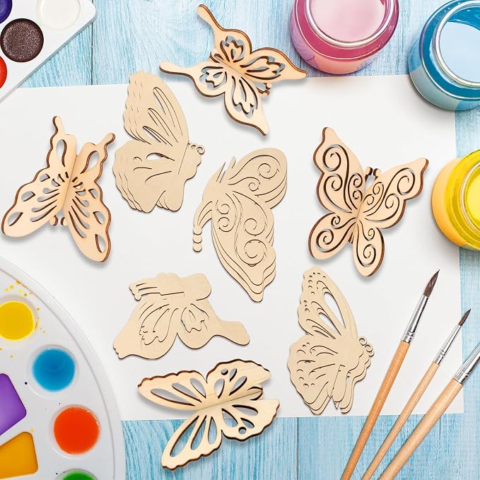 COCHIE DIY 3D Spring Butterfly Wood Crafts to Paint, Paintable Unfinished - Image 7
