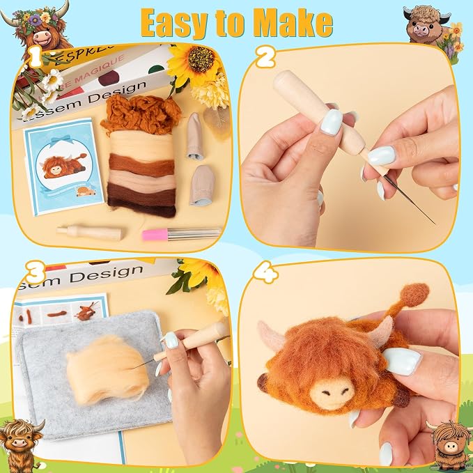 WATINC Highland Cow Needle Felting Kit - Image 3