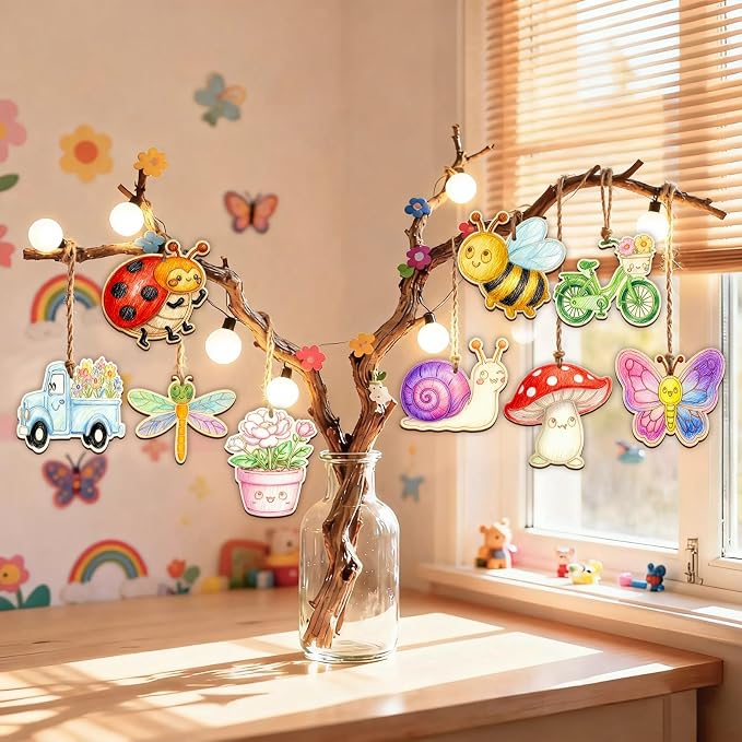 80PCS Unfinished Ornament Wood Crafts, Painting Blank Wooden Cutouts | DIY 10 - Image 5