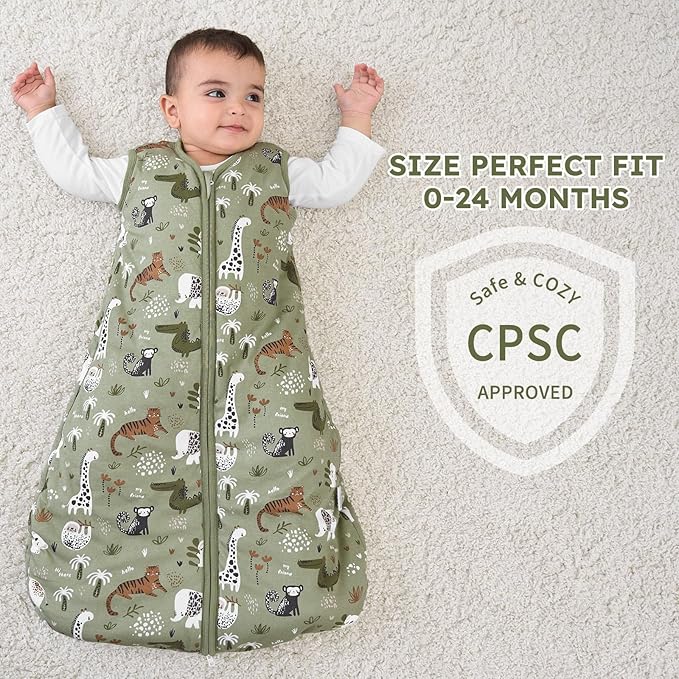 Yoofoss Baby Sleep Sack 18-24 Months, TOG 2.5 Baby Wearable Blanket with 2-Way Zipper, 100% Organic Cotton Fabric Winter Newborn Sleeping Sack, Warm Soft Comfy(X-Large)